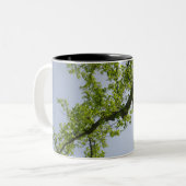 Blick auf den Frühlingsblütenbaum Zweifarbige Tasse (Vorderseite Links)