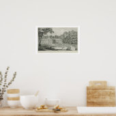 Blick auf den Garten mit Vogelgezwitscher und Blum Poster (Küche)