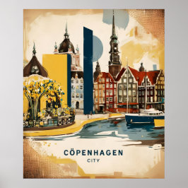 Blick auf den Hafen von Kopenhagen Poster