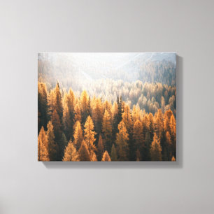 Blick auf den Herbst mit gelben Larven Leinwanddruck