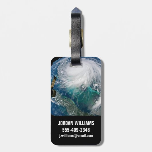 Blick auf den Hurrikan Dorian. Gepäckanhänger (Rückseite vertikal)