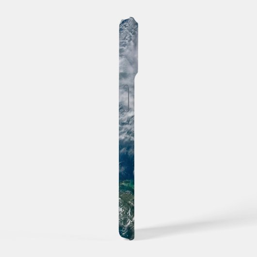 Blick auf den Hurrikan Dorian. iPhone 15 Hülle (Rechte Seite)