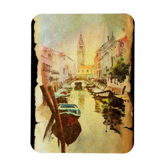 Blick auf den Kanal mit Booten und Gebäude Magnet (Vertikal)