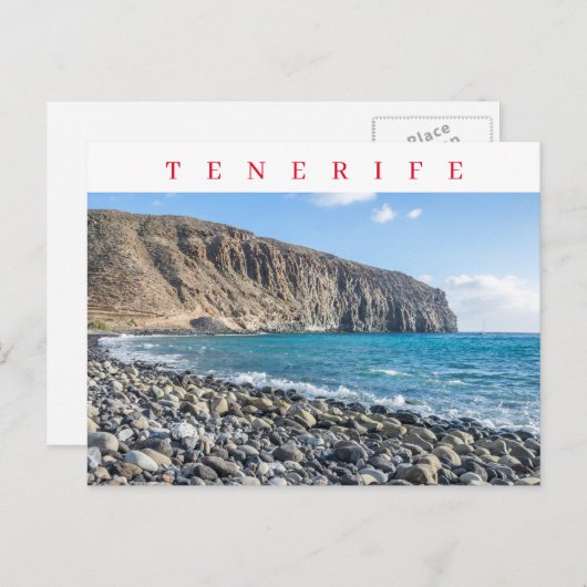Blick auf den Kieselstrand von Teneriffa Postkarte (Vorne/Hinten)
