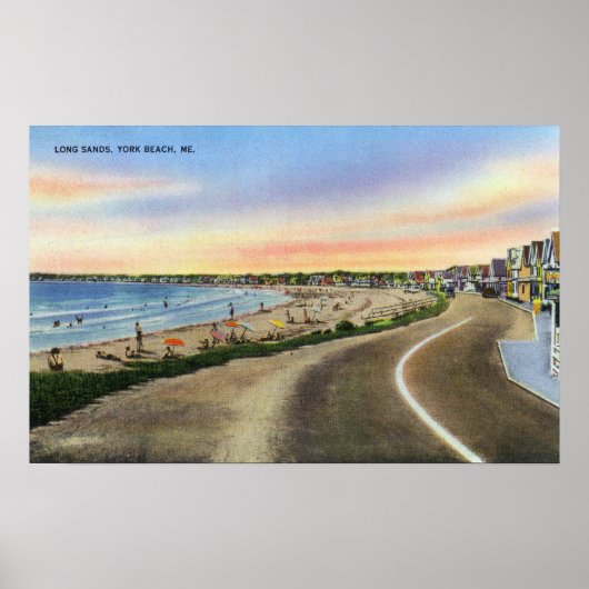 Blick auf den Long Sands am York Beach Poster (Vorne)