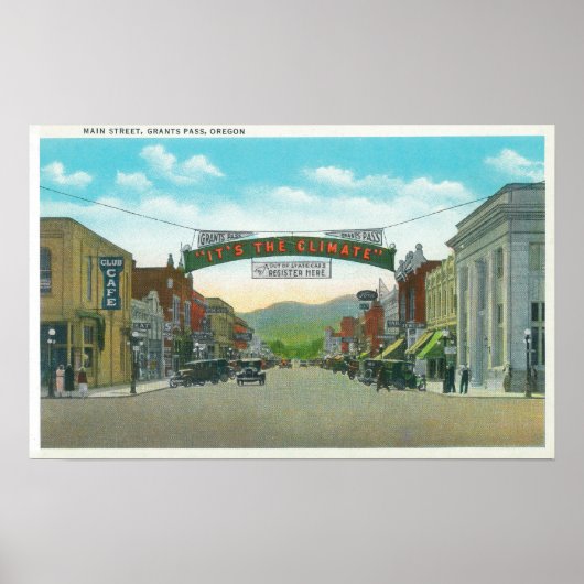 Blick auf den Main StreetGrants-Pass, OR Poster (Vorne)