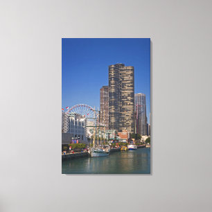 Blick auf den Marinepier von Chicago Leinwanddruck