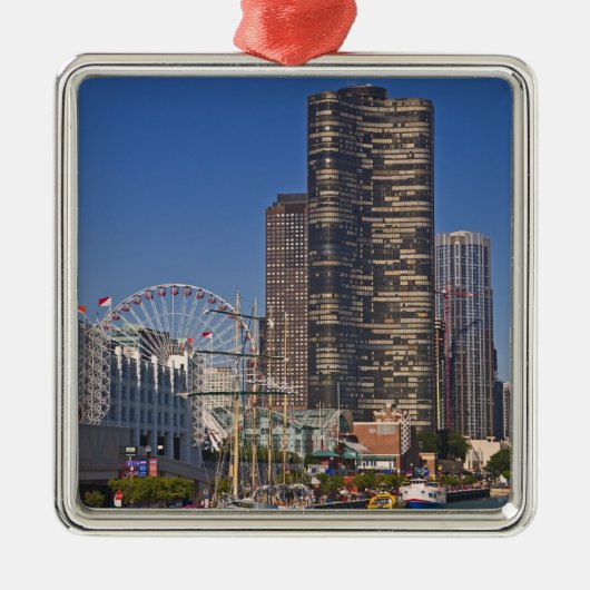 Blick auf den Marinepier von Chicago Ornament Aus Metall (Vorne)