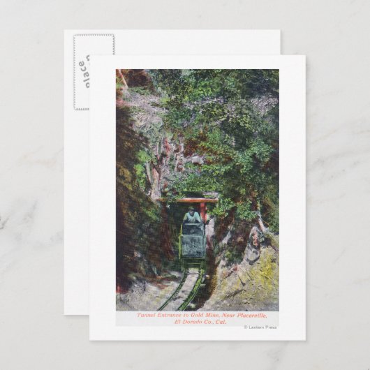 Blick auf den Miner Exiting Tunnel Eingang in Gold Postkarte (Vorne/Hinten)