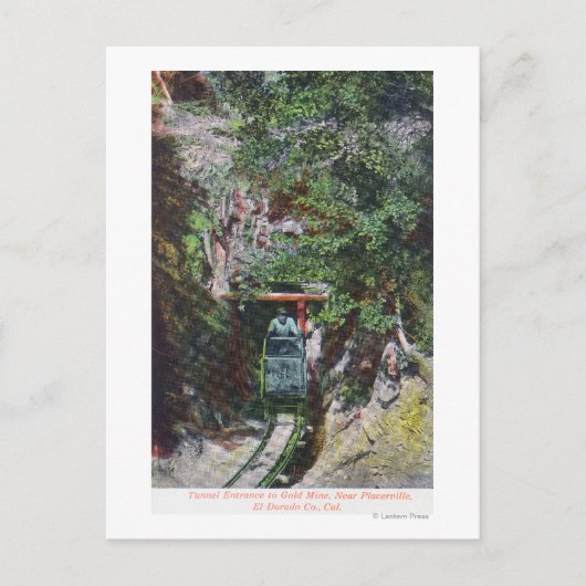 Blick auf den Miner Exiting Tunnel Eingang in Gold Postkarte (Vorderseite)