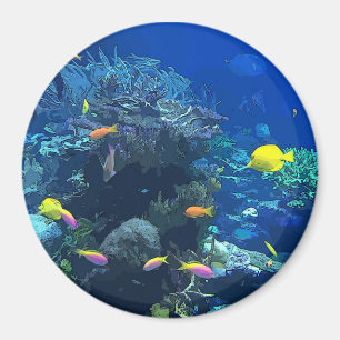 Blick auf den Ozean mit farbenfrohen Fisch- und Ko Magnet