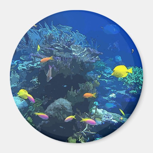 Blick auf den Ozean mit farbenfrohen Fisch- und Ko Magnet (Vorne)