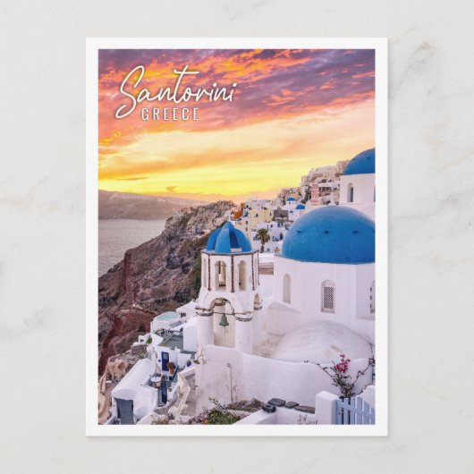 Blick auf den phantastischen Abend von Santorini I Postkarte (Vorderseite)