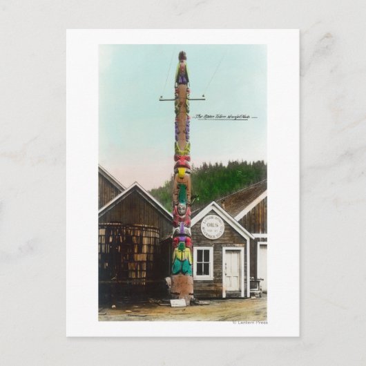 Blick auf den Raven TotempoleWrangell, AK Postkarte (Vorderseite)