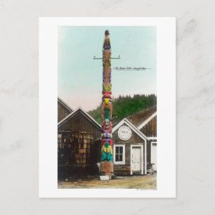 Blick auf den Raven TotempoleWrangell, AK Postkarte