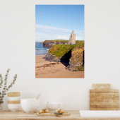 Blick auf den Schlossstrand und die Felsen in Ball Poster (Küche)