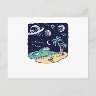 Blick auf den Strand bei Nacht Postkarte