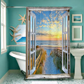 Blick auf den Strand Duschvorhang