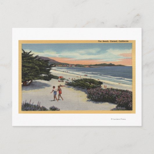 Blick auf den Strand, Sonnenbader zu Fuß Postkarte (Vorderseite)