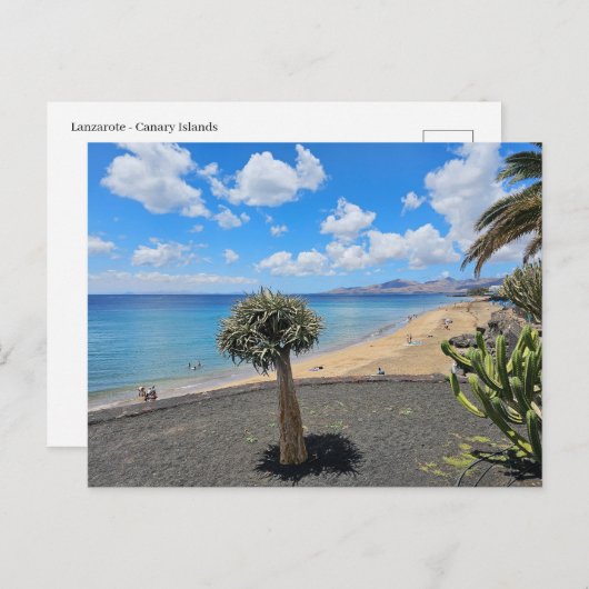 Blick auf den Strand von Lanzarote und die Wolken  Postkarte (Vorne/Hinten)