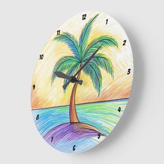 Blick auf den tropischen Palmenbaum Große Wanduhr (Winkel)