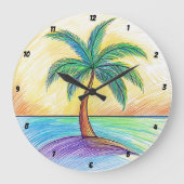 Blick auf den tropischen Palmenbaum Große Wanduhr (Vorderseite)