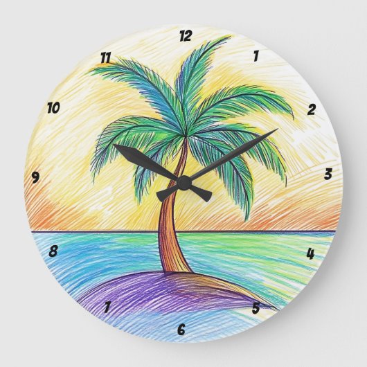 Blick auf den tropischen Palmenbaum Große Wanduhr (Vorderseite)