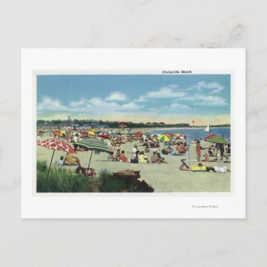 Blick auf den überfüllten Strand von Craigville Postkarte (Vorderseite)
