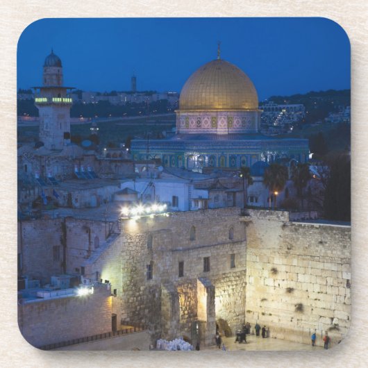 Blick auf den Western Wall Plaza, später Abend Untersetzer (Vorderseite)