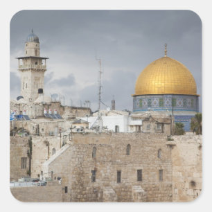 Blick auf den Western Wall Plaza, später Nachmitta Quadratischer Aufkleber
