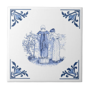 Blick auf den Zaun Delft Corner Blau und Weiß Fliese