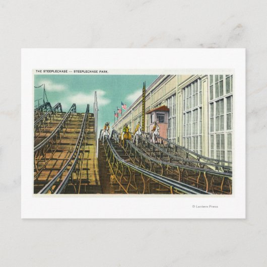 Blick auf die Achterbahnfahrt der Steeplechase Postkarte (Vorderseite)
