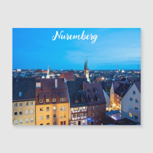 Blick auf die Altstadt von Nürnberg bei Nacht Magnetkarte