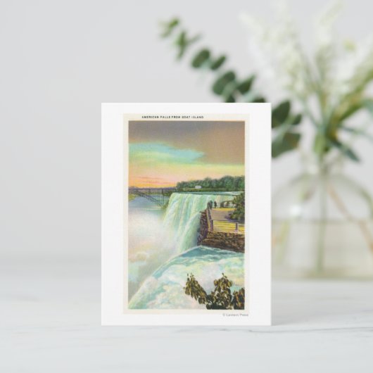 Blick auf die amerikanischen Wasserfälle von Goat Postkarte (Stehend Vorderseite)