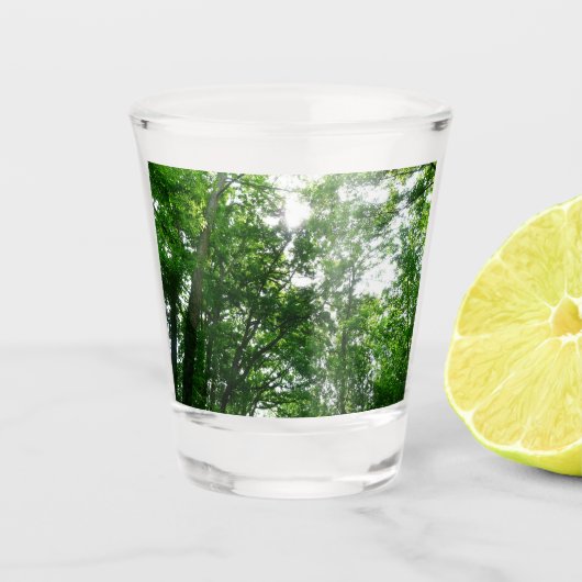 Blick auf die Bäume des Sommers Schnapsglas (Vorderseite)