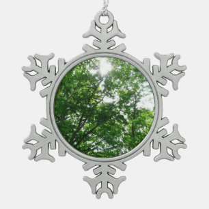 Blick auf die Bäume des Sommers Schneeflocken Zinn-Ornament