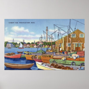 Blick auf die Boote im Hafen Poster