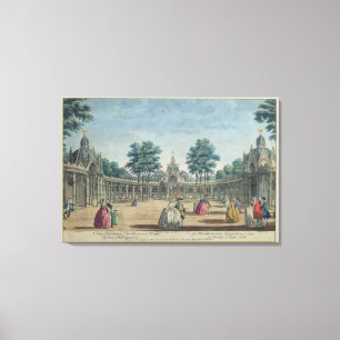 Blick auf die chinesischen Pavillons und Boxen in Leinwanddruck