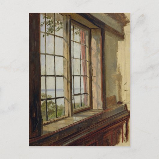 Blick auf die Elbe durch ein Fenster, 1838 Postkarte (Vorderseite)