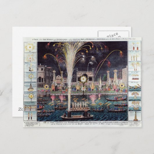 Blick auf die Feuerwerkskörper und die Illuminatio Postkarte (Vorne/Hinten)