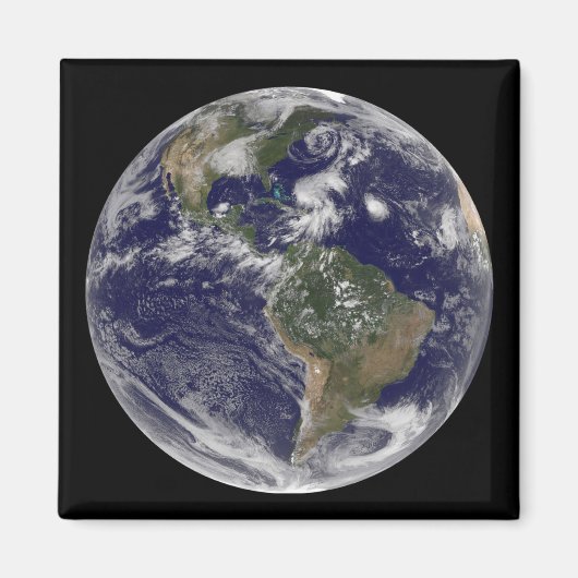 Blick auf die ganze Erde und vier Sturmsysteme Magnet (Vorne)