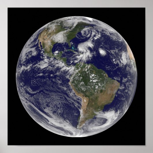 Blick auf die ganze Erde und vier Sturmsysteme Poster (Vorne)