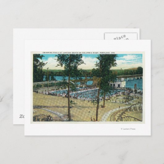 Blick auf die Jantzen Beach Pools Postkarte (Vorne/Hinten)