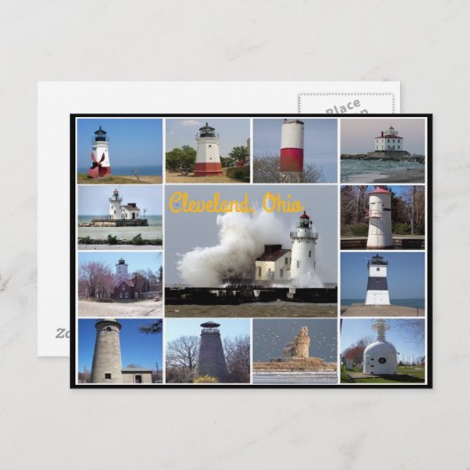 Blick auf die Leuchttürme auf der Erie-Collage Postkarte (Vorne/Hinten)