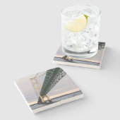 Blick auf die Mackinac-Brücke vom Lake Michigan 2 Steinuntersetzer (Seitenansicht)