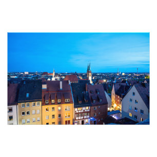 Blick auf die Nürnberger Altstadt bei Nacht Fotodruck