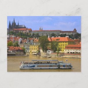 Blick auf die Prager Burg und die Stadt an der Mol Postkarte