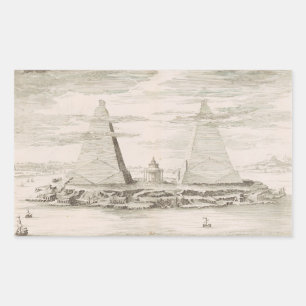 Blick auf die Pyramiden in der Nähe des Grabes der Rechteckiger Aufkleber