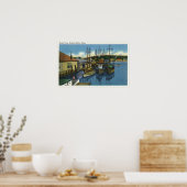 Blick auf die Segelboote im Hafen angedockt Poster (Küche)
