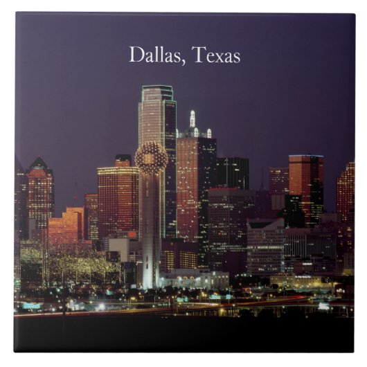 Blick auf die Skyline von Dallas, Texas, Fliese (Vorderseite)
